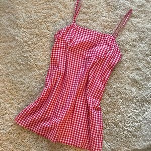 Red gingham Elizabeth pandos mini dress